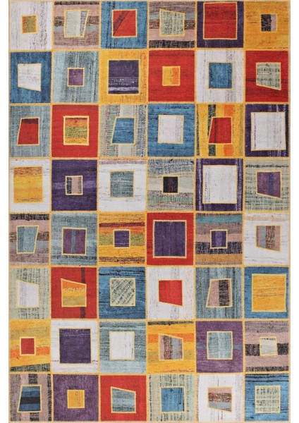 Folk Patchwork Desenli Dokuma Taban Dekoratif Renkli Halı (Ba 39)