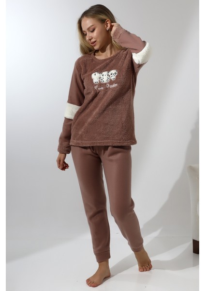 Fawn 5024 Peluş Welsoft Polar Kışlık Yumoş Kadın Pijama Takımı