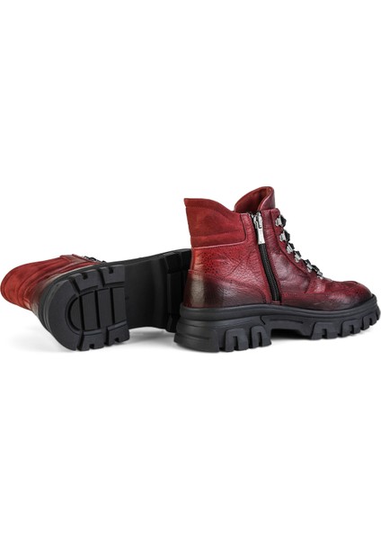 50830 Nubuk Bordo Kadın Hakiki Deri Günlük Bot Nubuk Bordo modelleri