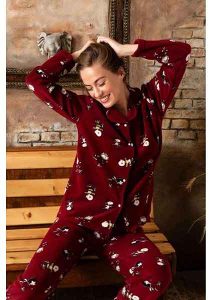 Kadın Gömlek Önden Düğmeli Polar Desenli Pijama Takımı P200/173 - 1 Adet fiyatları