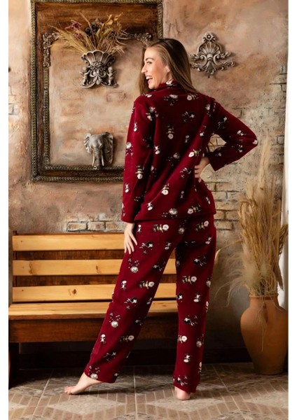 Kadın Gömlek Önden Düğmeli Polar Desenli Pijama Takımı P200/173 - 1 Adet fırsatları