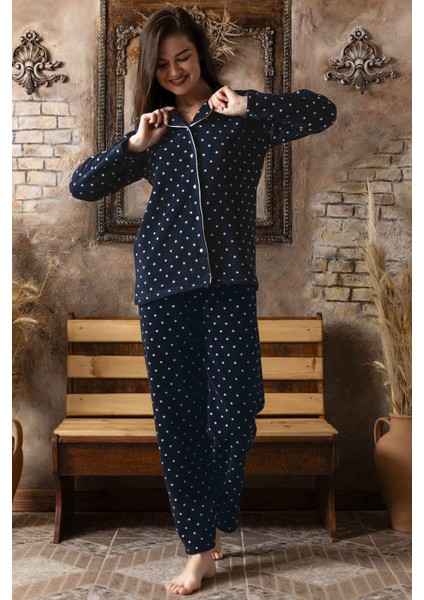 Kadın Gömlek Önden Düğmeli Polar Desenli Pijama Takımı P200/124 - 1 Adet fiyatları