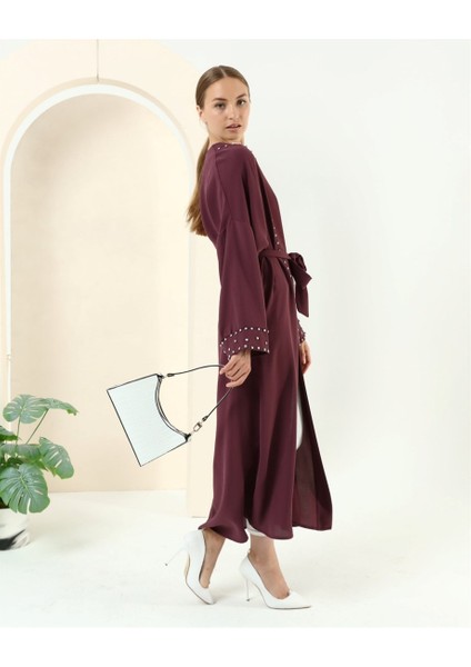 Taş Detaylı Kimono - 70039.020 - Mürdüm indirimleri