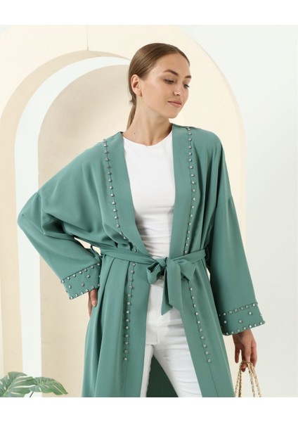 Taş Detaylı Kimono - 70039.100 - Çağla Yeşili modelleri
