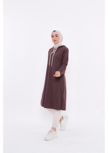 Eflin Yakadan Bağlamalı Sweatshirt - Kahverengi fiyatları