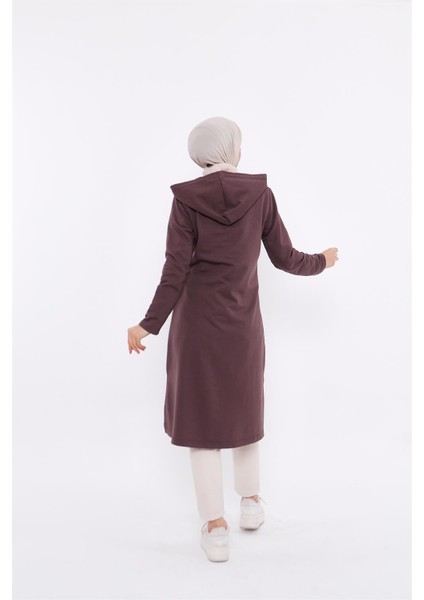 Eflin Yakadan Bağlamalı Sweatshirt - Kahverengi modelleri