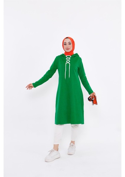 Eflin Yakadan Bağlamalı Sweatshirt - Benetton Yeşil