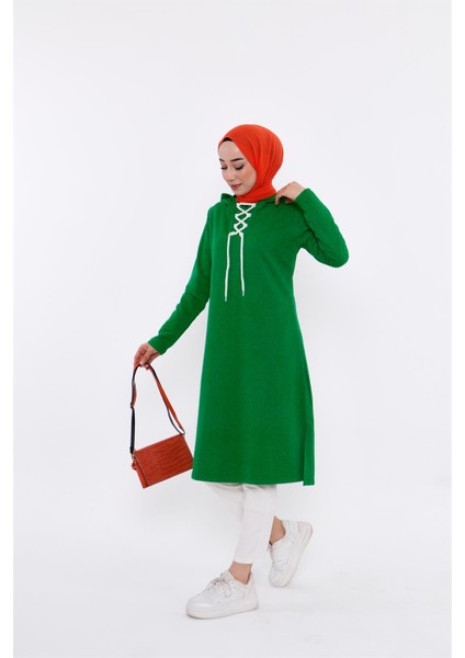 Eflin Yakadan Bağlamalı Sweatshirt - Benetton Yeşil modelleri