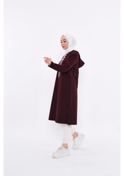 Eflin Yakadan Bağlamalı Sweatshirt - Mürdüm fiyatları
