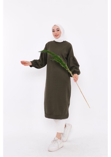 Hira Balon Kol Midi Boy Sweatshirt - Haki fiyatları