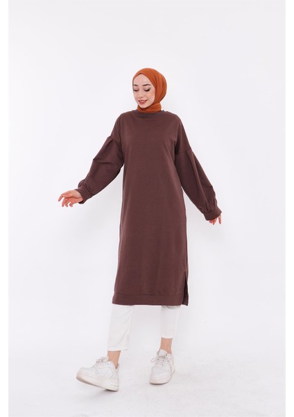 Hira Balon Kol Midi Boy Sweatshirt - Kahverengi