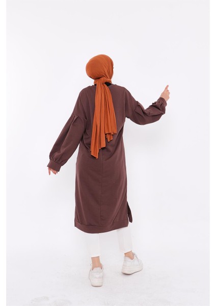 Hira Balon Kol Midi Boy Sweatshirt - Kahverengi modelleri