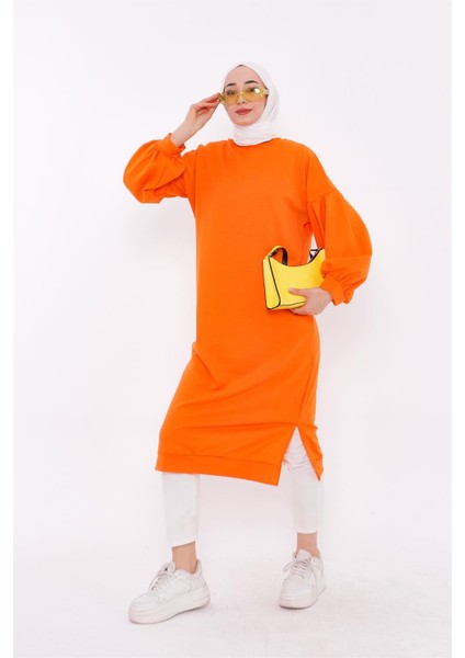 Hira Balon Kol Midi Boy Sweatshirt - Oranj fiyatları