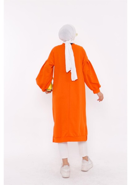 Hira Balon Kol Midi Boy Sweatshirt - Oranj fırsatları