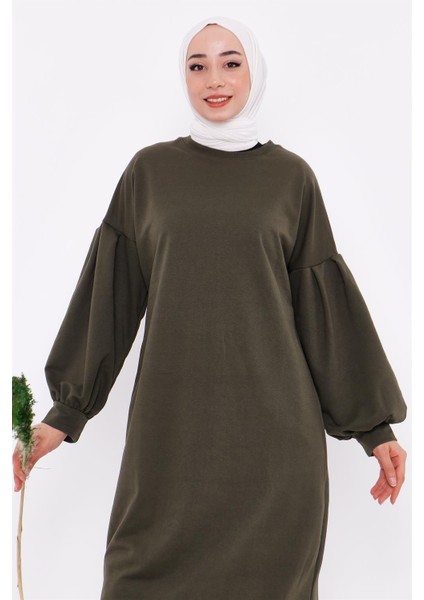 Hira Balon Kol Midi Boy Sweatshirt - Haki modelleri