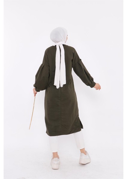 Hira Balon Kol Midi Boy Sweatshirt - Haki fırsatları