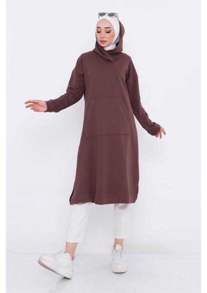Aysima Yaka Detaylı Sweatshirt - Kahverengi