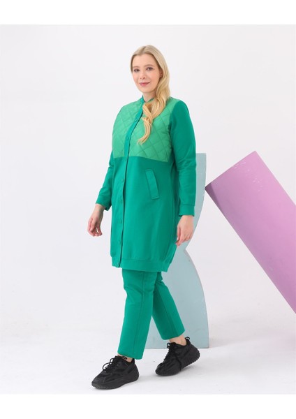 Hafsa Kapitone Detaylı Bomber Büyük Beden Spor Ikili Takım - Benetton Yeşil fiyatları