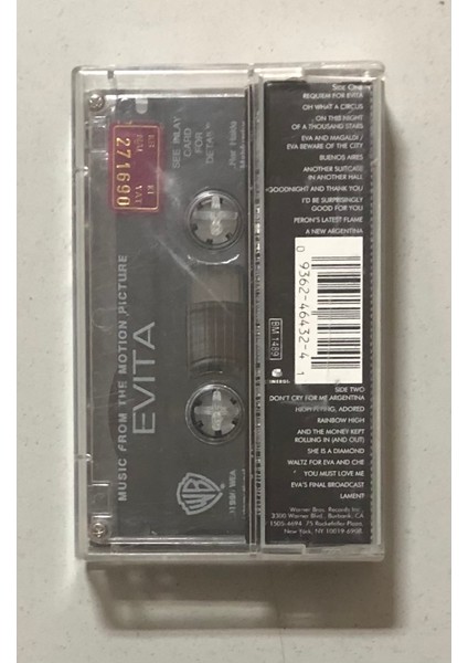 Evita Music From The Motion Picture Kaset (Orjinal Dönem Baskı)