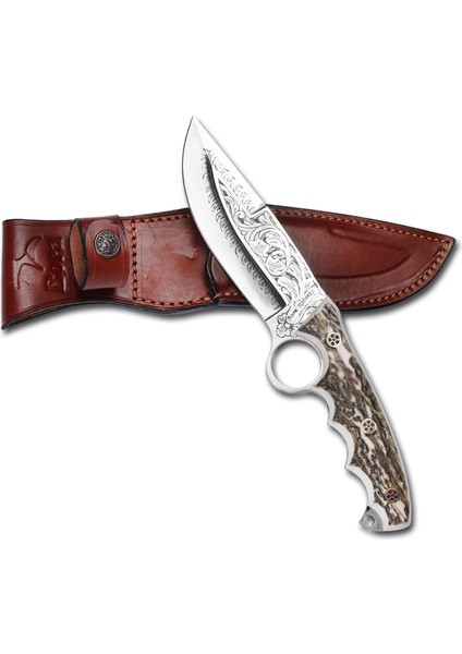 Bora 508 Wild Boar Boynuz Sap Gravürlü Bıçak