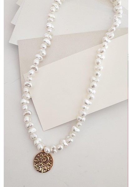 Gökyüzü Uçlu Suni Barok Inci Kolye