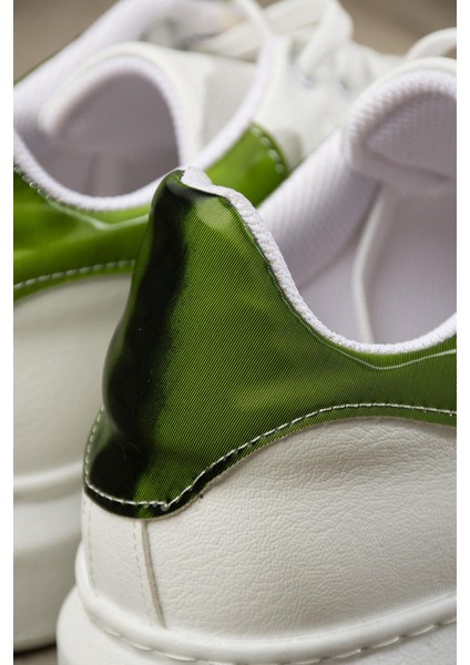 Dukine Kadın Sneakers Bağcıklı Arka Helogramlı Beyaz&yeşil Deri modelleri