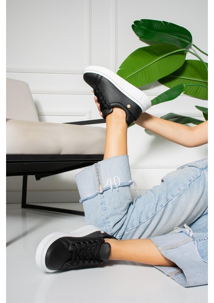 Kadın Sneakers Deri Bağcıklı Agatha Siyah/beyaz fiyatları