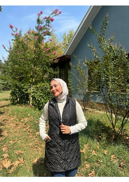 Despina Kapitone Fermuarlı Çıtçıtlı Kolsuz Yelek - (38-46) - 71150 - Siyah fiyatları