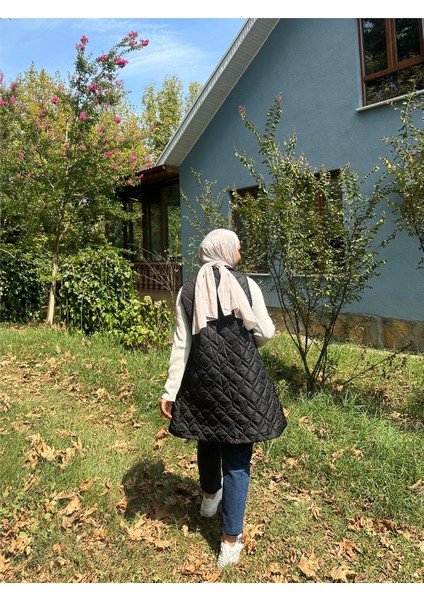 Despina Kapitone Fermuarlı Çıtçıtlı Kolsuz Yelek - (38-46) - 71150 - Siyah fırsatları