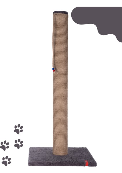 90CM Catnipli Kalın Borulu Dev Tırmalama Tahtası Minder Yüzey Antrasit