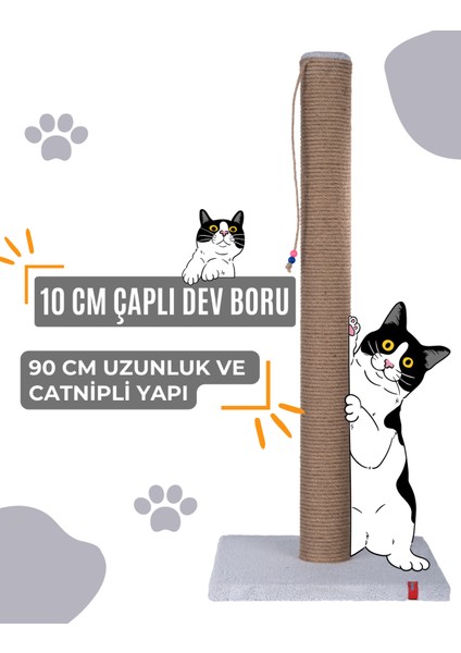 90CM Catnipli Kalın Borulu Dev Tırmalama Tahtası Minder Yüzey Gri fiyatları