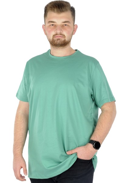 Büyük Beden Erkek Tshirt Bisiklet Yaka Basic 20031 Çağla Yeşili