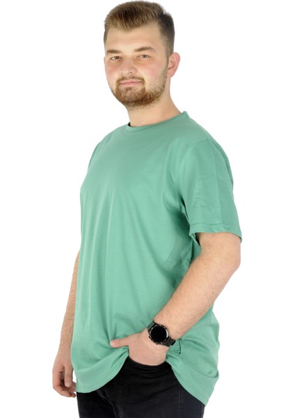 Büyük Beden Erkek Tshirt Bisiklet Yaka Basic 20031 Çağla Yeşili fiyatları