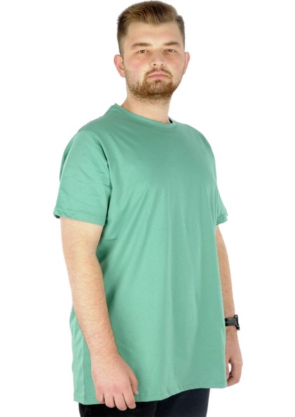 Büyük Beden Erkek Tshirt Bisiklet Yaka Basic 20031 Çağla Yeşili modelleri