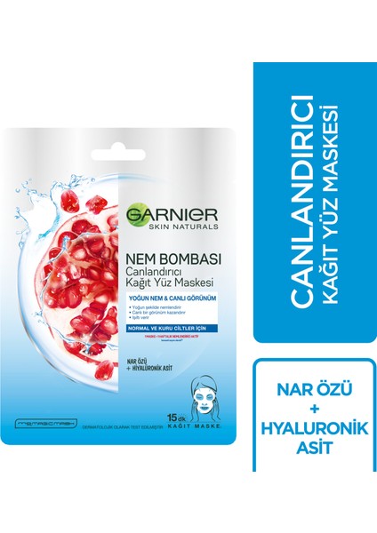 5'li Garnier Skin Canlandırıcı Kağıt Maske Seti