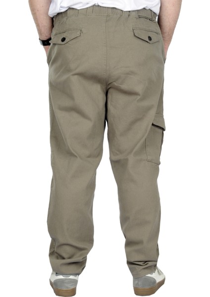 Büyük Beden Erkek Gabardin Kargo Jogger Pantolon Doğa 21928 Bej modelleri