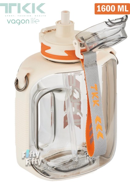 Tkk 1600 ml Çift Kullanım Pipetli rahat Içim Bpa Içermeyen Askılı Tritan Su Matarası FFTKK1022 1600 fiyatları