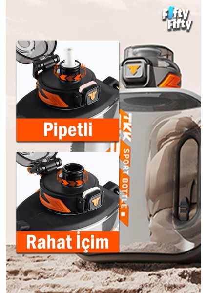 Tkk 1600 ml Çift Kullanım Pipetli rahat Içim Bpa Içermeyen Askılı Tritan Su Matarası FFTKK1022 1600 fırsatları