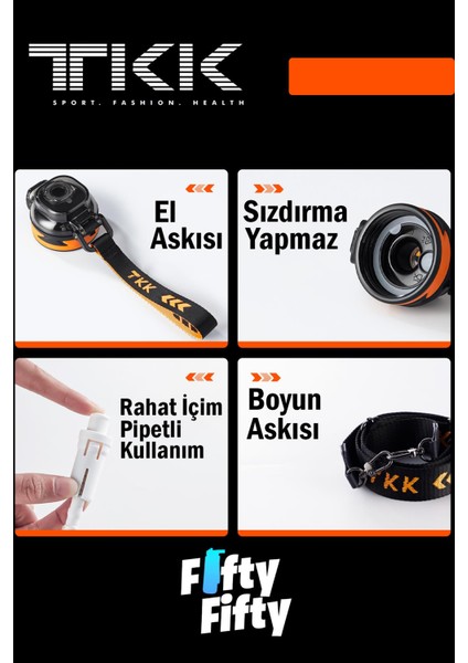 Tkk 1600 ml Çift Kullanım Pipetli rahat Içim Bpa Içermeyen Askılı Tritan Su Matarası FFTKK1022 1600 indirimleri
