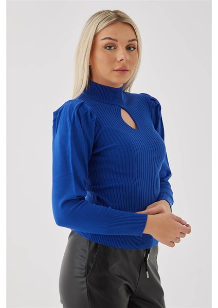 Yarım Balıkçı Yaka Pencere Detaylı Fitilli Slim Fit Triko Kazak Bayan KAZAK 23K0397K1 fiyatları