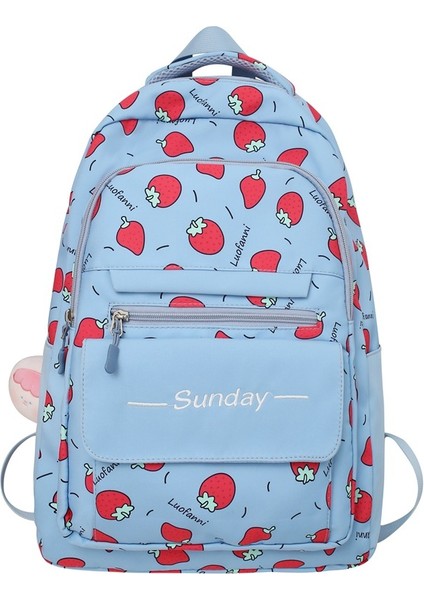 Sevimli ve Tatlı Sırt Çantası, Küçük Çilek Desenli, Ilkokul ve Ortaokul Kız Okul Çantası, Büyük Kapasiteli Sırt Çantası (Yurt Dışından)
