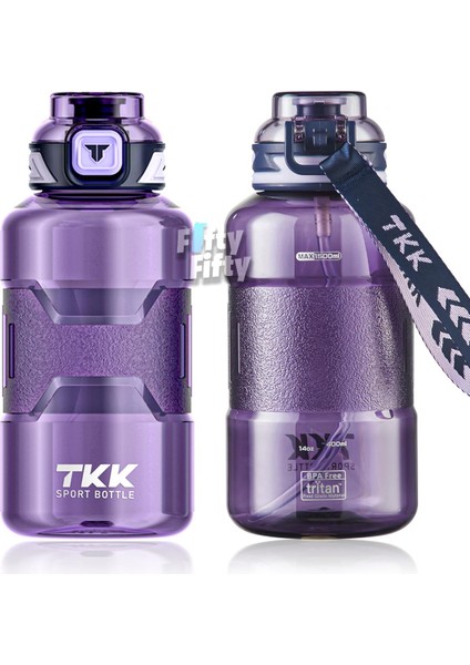 Tkk 1500 ml Çift Kullanım Pipetli rahat Içim Bpa Içermeyen Askılı Tritan Su Matarası FFTKK1021 1500