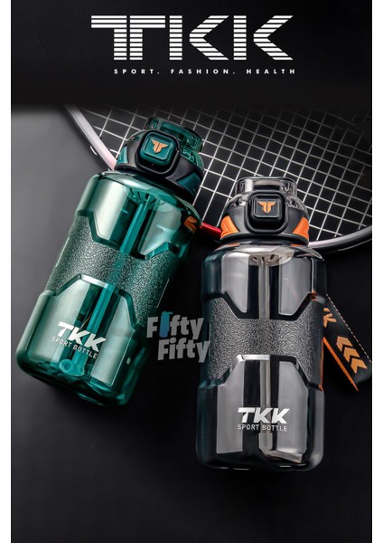 Tkk 1500 ml Çift Kullanım Pipetli rahat Içim Bpa Içermeyen Askılı Tritan Su Matarası FFTKK1021 1500