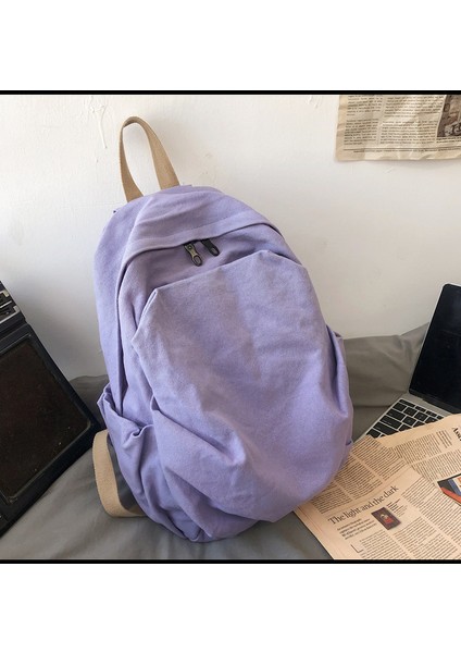 Sırt Çantası Kadın Yıkanmış Kanvas Edebi Kolej Tarzı Öğrenci Okul Çantası Rahat Kişiselleştirilmiş Sırt Çantası (Yurt Dışından)