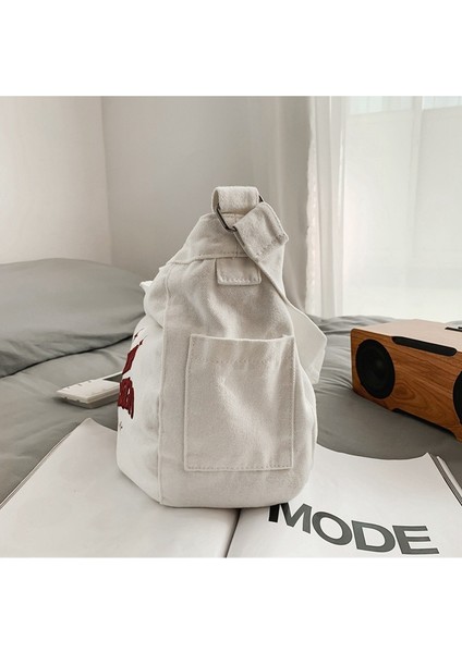 Kanvas Çanta Büyük Kapasiteli Tek Omuz Çapraz Çanta Nakış Tite Çanta Üniversite Öğrencileri Okul Çantası (Yurt Dışından) fiyatları