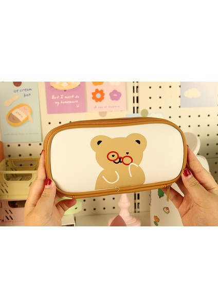 Küçük Ayı Kalem Çantası Girly Öğrenci Kırtasiye Kalem Çantası Basit Sevimli Büyük Kapasiteli Kalem Kutusu (Yurt Dışından) fırsatları