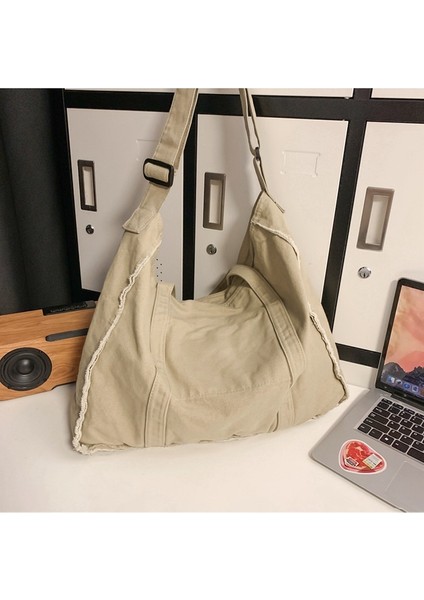 Omuz Çantası Erkek ve Kadın Kişilik Çapak Kanvas Çanta Taşınabilir Messenger Çanta Öğrenci Postacı Çantası (Yurt Dışından) indirimleri