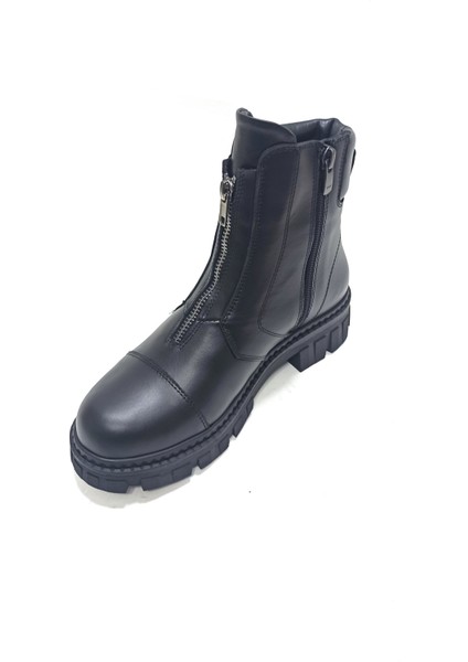 Siyah Deri Kadın Postal Bot Ayakkabı modelleri