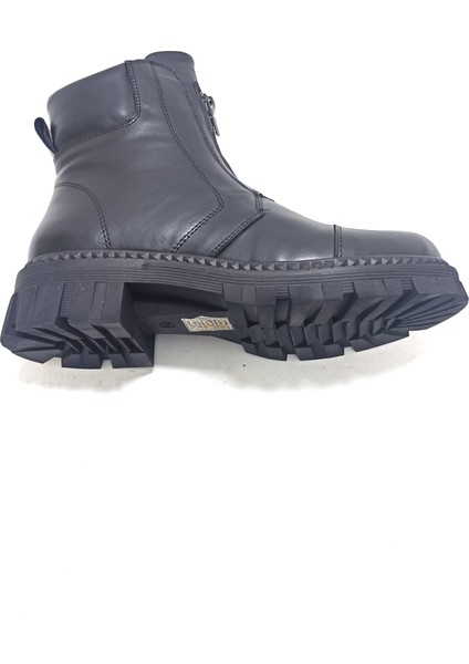 Siyah Deri Kadın Postal Bot Ayakkabı indirimleri