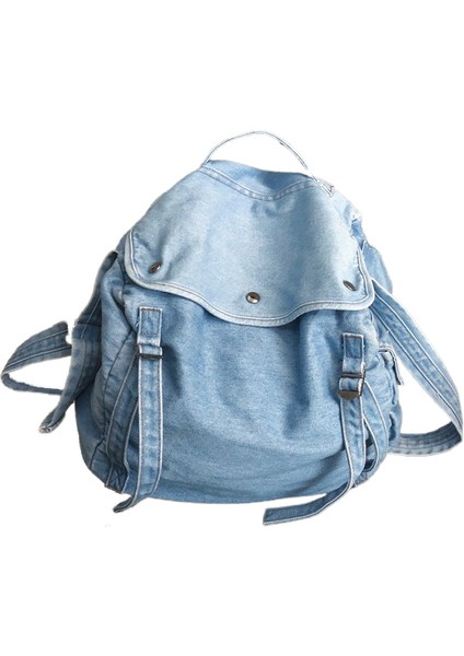 Denim Kanvas Çanta Far Tarzı Kadın Çanta Basit Düz Renk Öğrenci Tek Omuz Çapraz Çanta (Yurt Dışından)